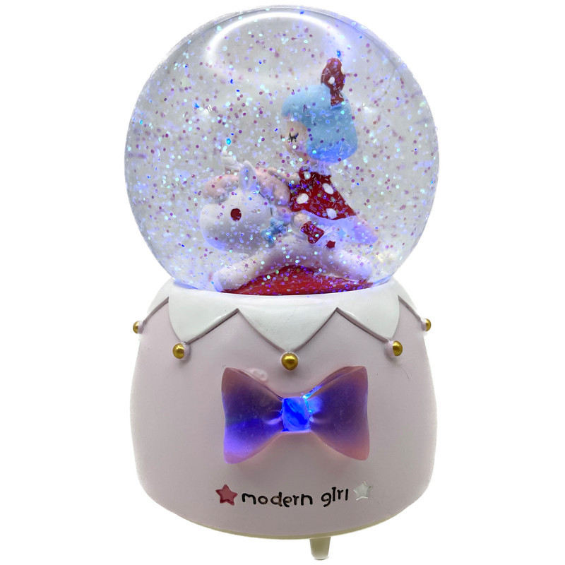 گوی موزیکال مدل پمپی modern girl طرح دختر و اسب شاخدار کد PAB7663
