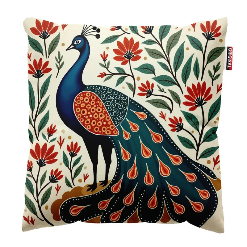 کوسن پاد آفرین مدل طاووس کد 452 سایز 30*30 سانتی متر