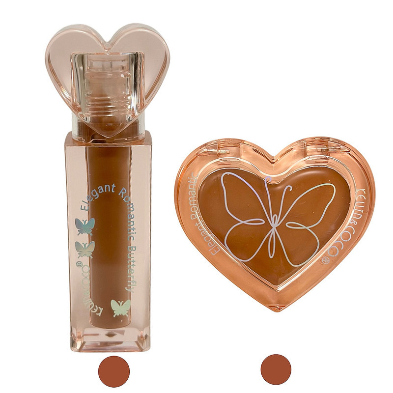 رژلب مایع براق کوین اند کوکو مدل butterfly شماره B2 به همراه رژگونه کوین اند کوکو مدل پروانه ای