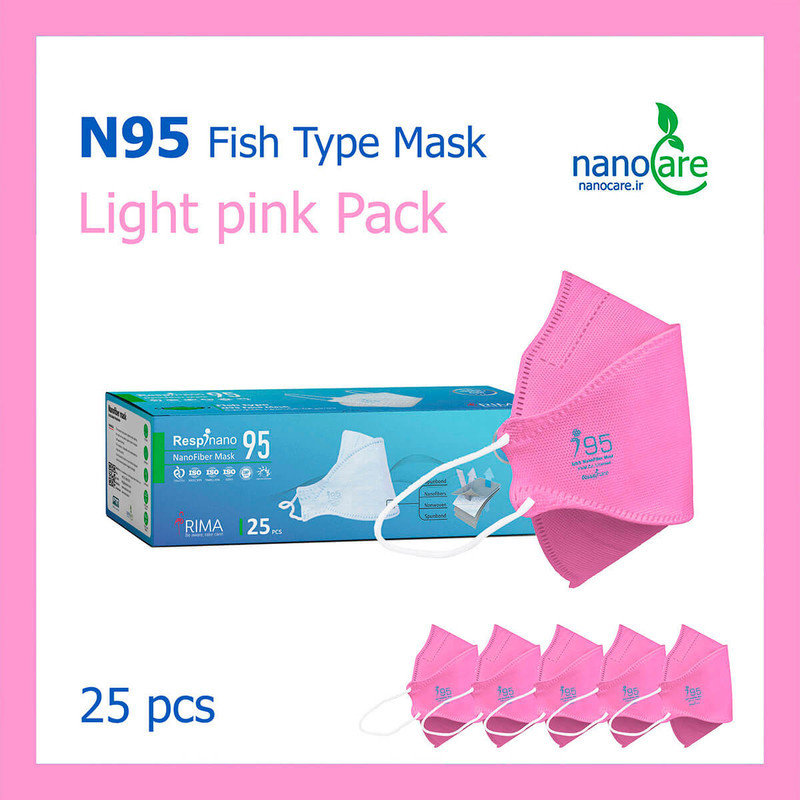 ماسک تنفسی ریما مدل سه بعدی N95 نانو کد Pink-F95 بسته 25 عددی