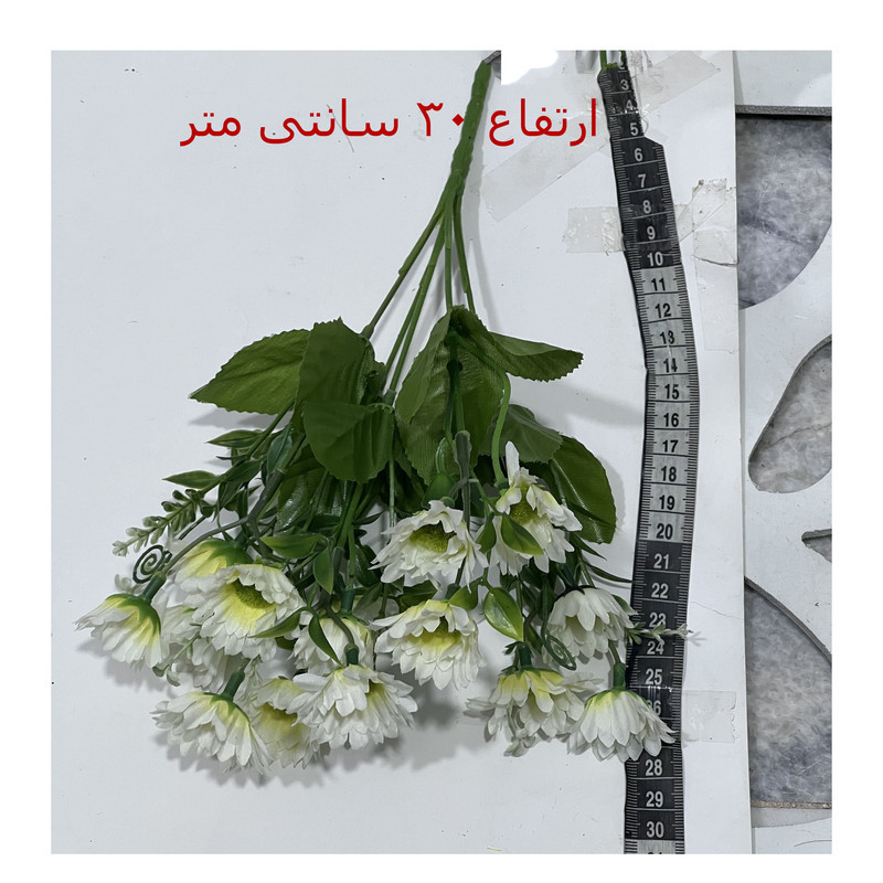 گل مصنوعی بوته بابونه کد 78 مناسب برای فضای باز و گل‌های آپارتمانی، نصب دیواری و رومیزی با ابعاد 10×10×30 سانتی‌متر و وزن 100 گرم