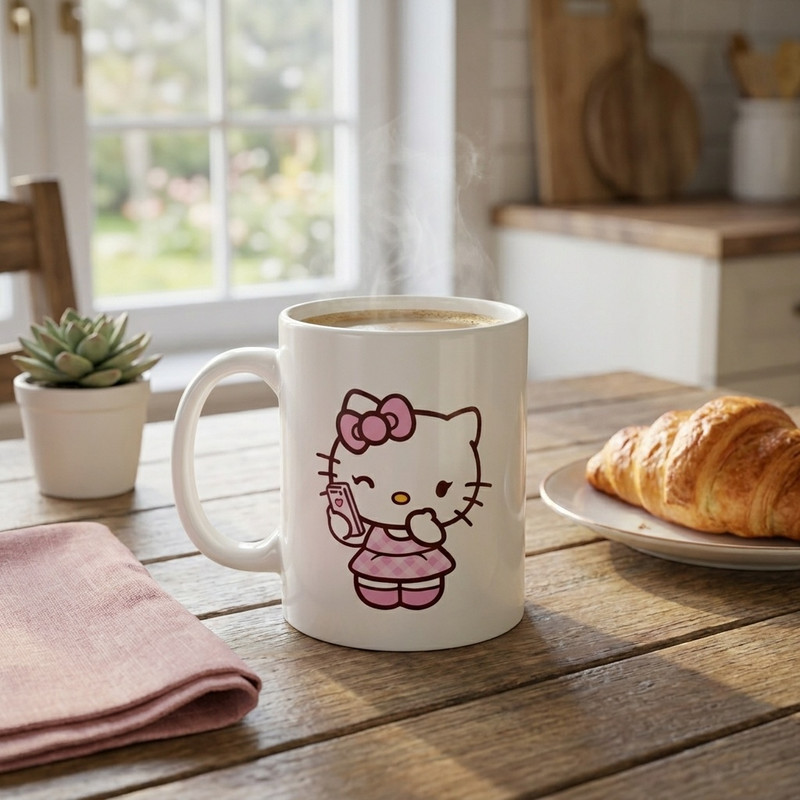 ماگ مدل فانتزی طرح hello kitty کد 21