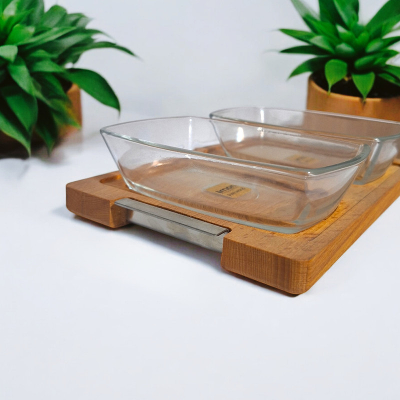 اردوخوری لیمون مدل پایه چوبی مجموعه 3 عددی