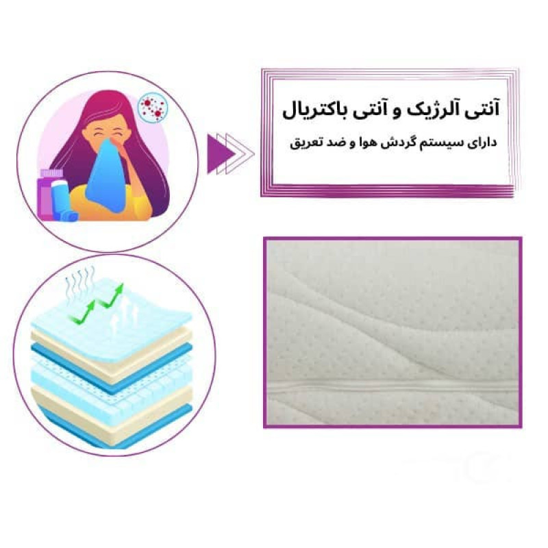 تشک یک نفره طبی دانلوپیلو مدل 4000 Elegance life سایز 100 × 200 سانتی متر