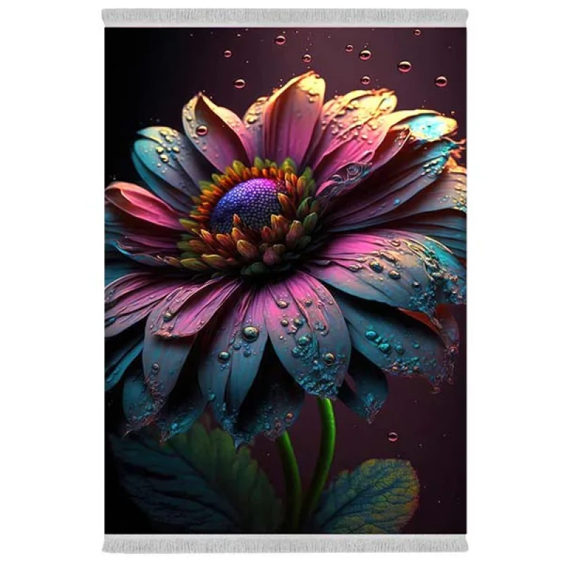 فرش پارچه‌ای دفه مدل فرشینه شانل مخمل طرح فانتزی کد 7234