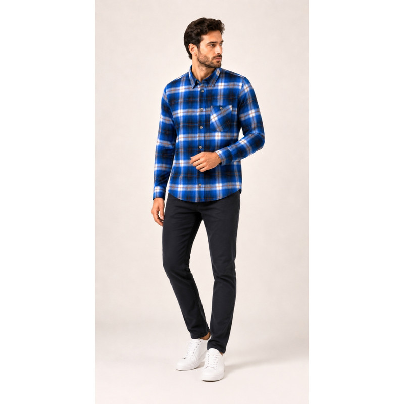 پیراهن مردانه آستین بلند چهارخانه تیمبرلند مدل FLANNEL-BL