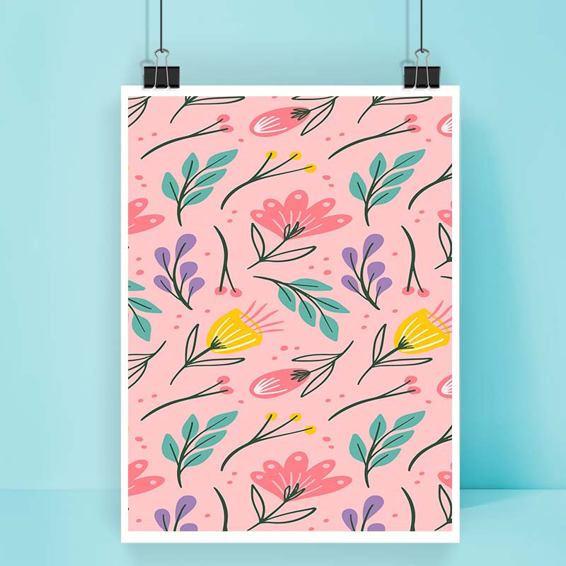 پوستر کارنيکا طرح پترن گل‌دار Floral Pattern کد 15541 مجموعه 8 عددی