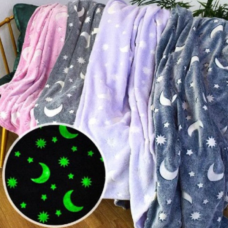 پتو مسافرتی 1 نفر مدل ماه و ستاره آسمانی سایز 150x220 سانتی‌متر
