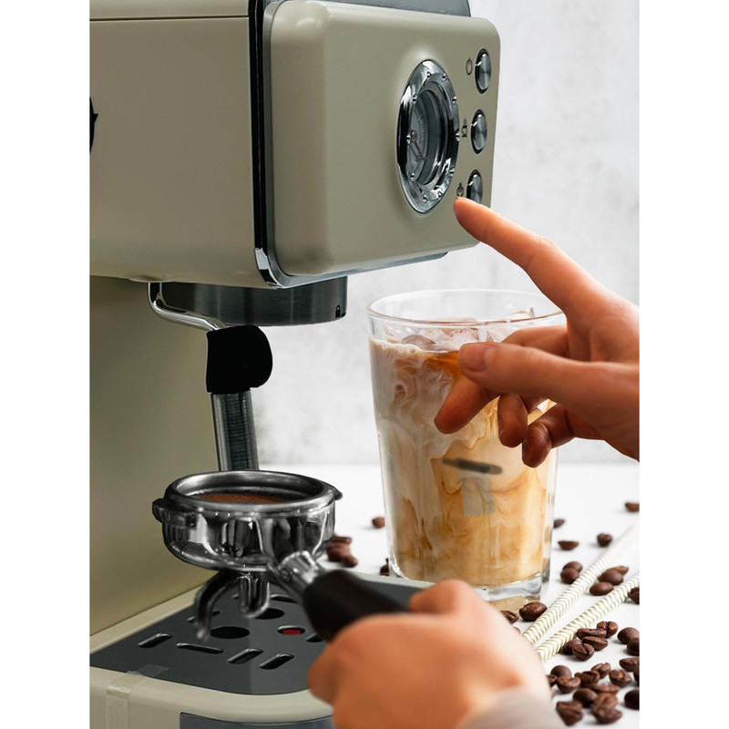 اسپرسوساز 1500 میلی‌لیتری مباشی مدل ME-ECM2105، مناسب تهیه اسپرسو، کاپوچینو و لاته، سینی چکه‌گیر