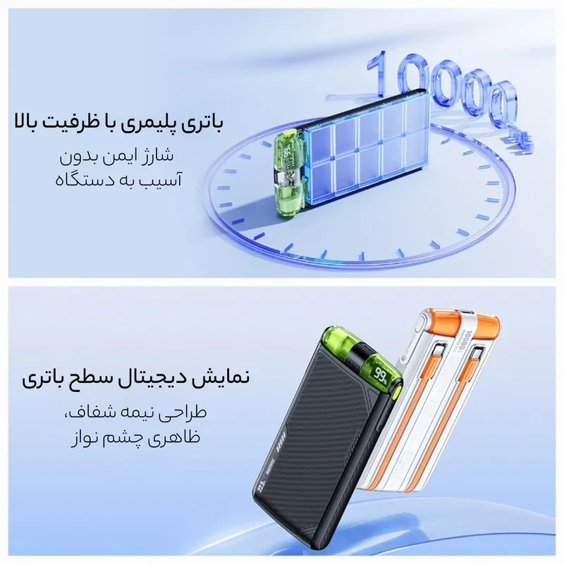 پاوربانک ریمکس مدل RPP-53 ظرفیت 10000 میلی آمپر ساعت