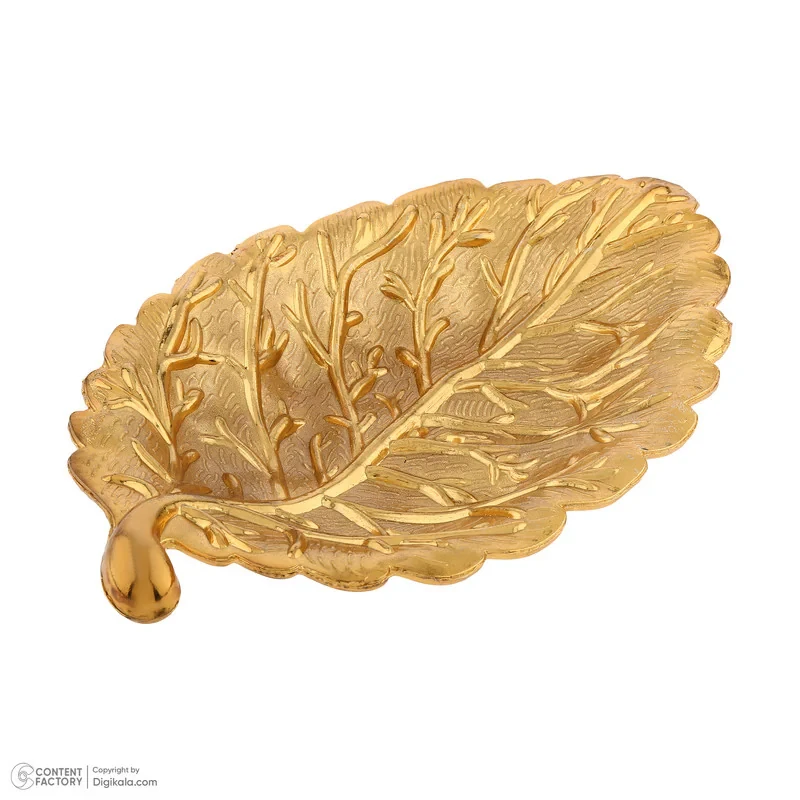 ظرف سرو فلزی دسرخوری طرح برگ فانتزی زارا گیفت مدل خرماخوری کد ZR09 با طراحی مدرن، مناسب سرو خرما و تنقلات، ساخت ایران و قابل شست‌وشو با دست