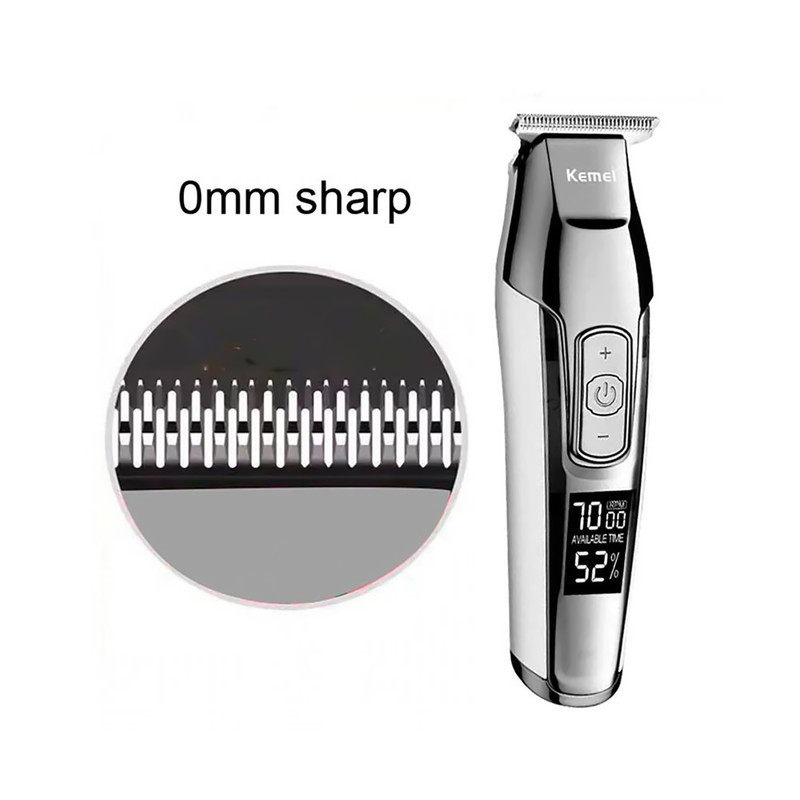 ماشین اصلاح موی صورت کیمی مدل KM-5027 با تیغه تیتانیوم پیشرفته، باتری قابل شارژ با 240 دقیقه مدت استفاده، قابلیت اصلاح خشک و مرطوب، تنظیم طول اصلاح از 0.1 تا 3 میلی‌متر و طراحی ارگونومیک کم‌صدا