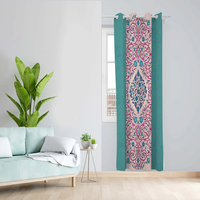 پرده طرح سنتی مدل مخمل پانچی کد 1553a z سایز 140x200 سانتی متر