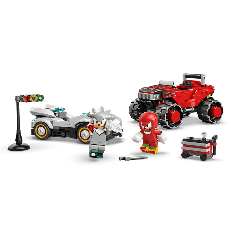 لگو 378 تکه سری LEGO Sonic the Hedgehog مدل Silver's Car vs. Knuckles' Monster Truck کد 77118