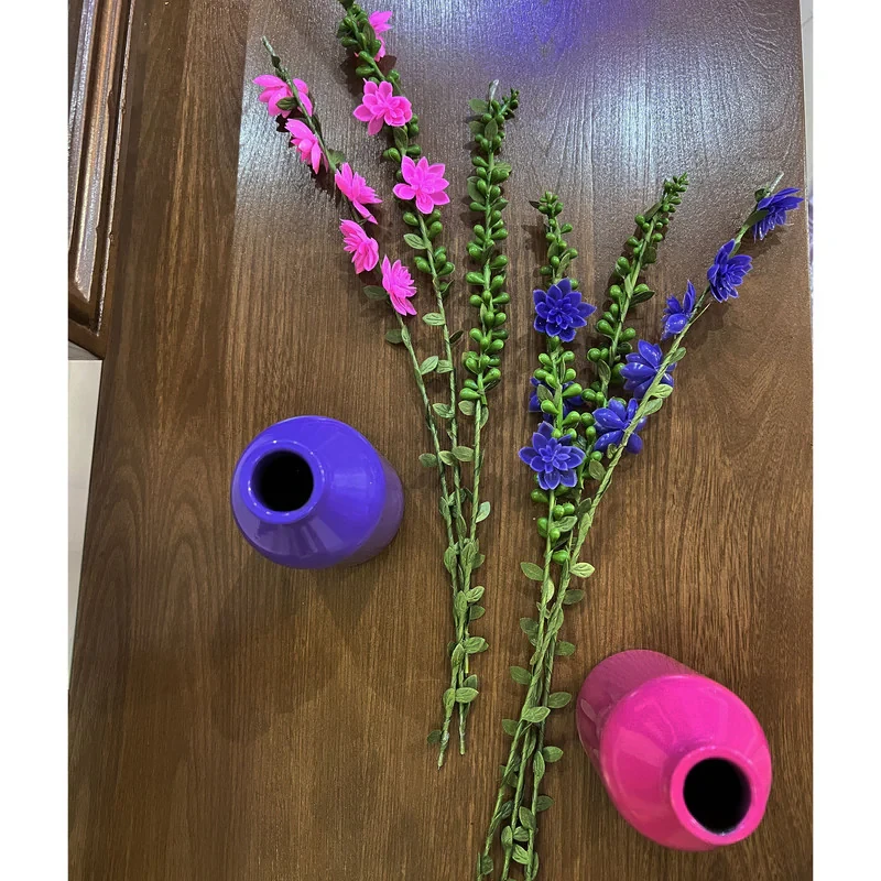 گل مصنوعی شاخه‌ای گل و غنچه، مجموعه 3 عددی، ابعاد 5×2×40 سانتی‌متر، وزن 100 گرم