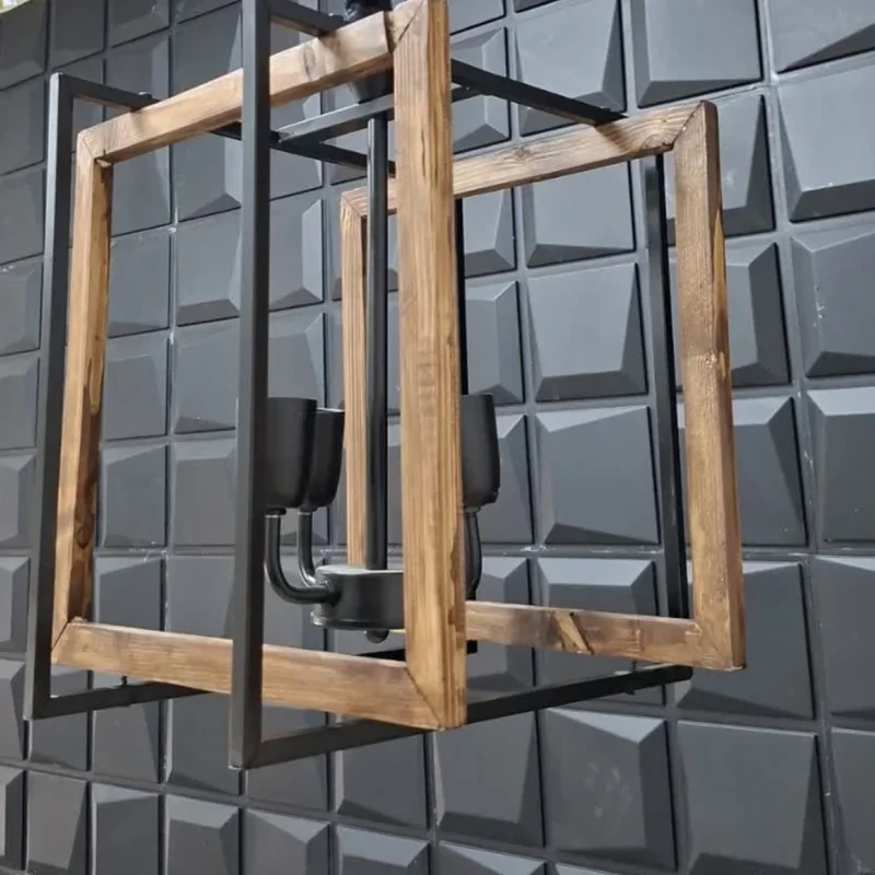 لوستر 4 شعله شاهان تک مدل wood.20