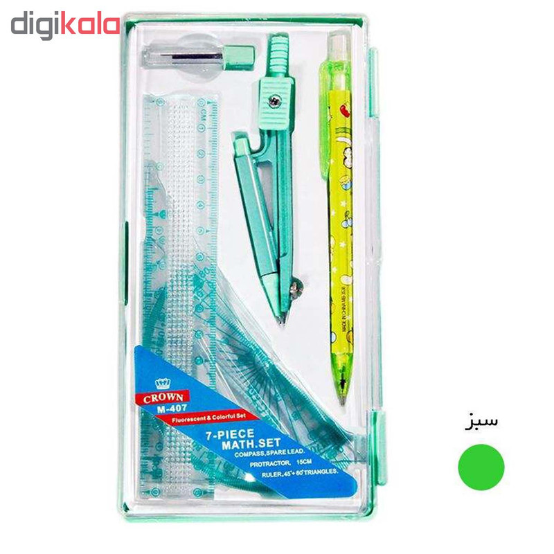 ست پرگار و خط کش کرون مدل M-407  بسته 7 عددی