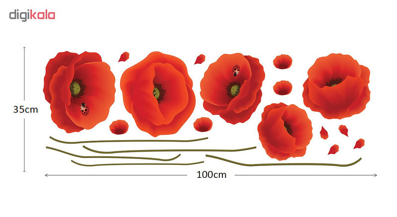 استیکر دیواری مدل Red flower love