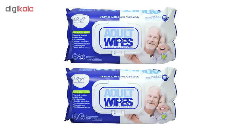دستمال مرطوب دافی مدل Adult Wipes مجموعه 2 عددی