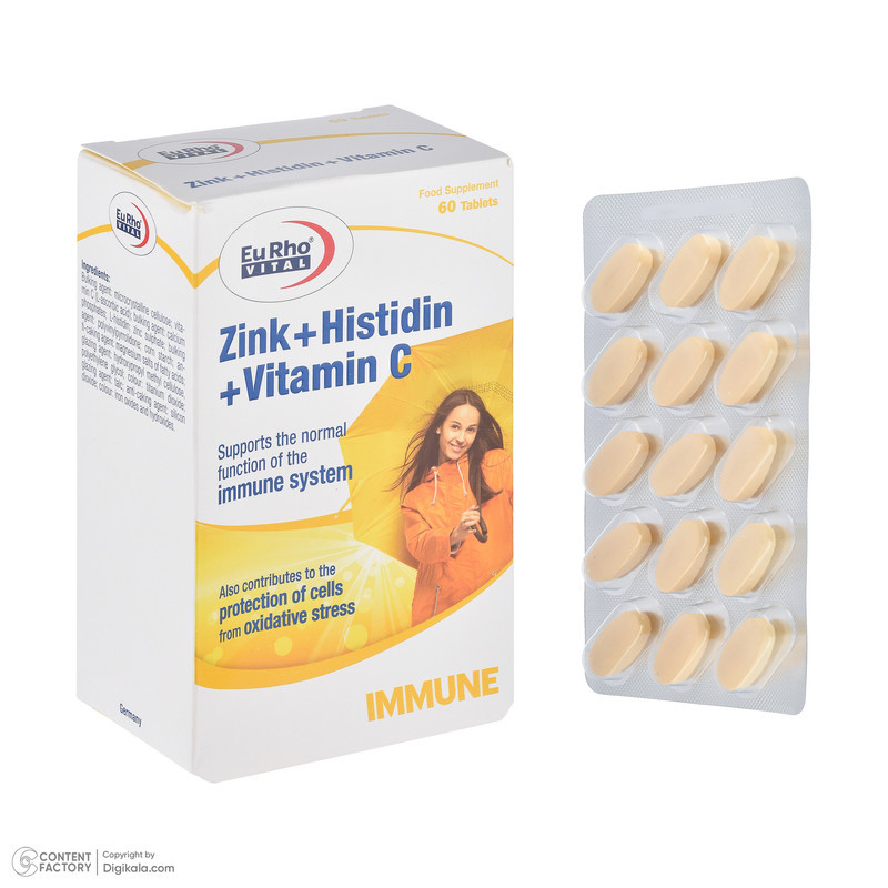کپسول زینک، ویتامین سی و هیستیدین یوروویتال - 395 میلی گرم بسته 60 عددی