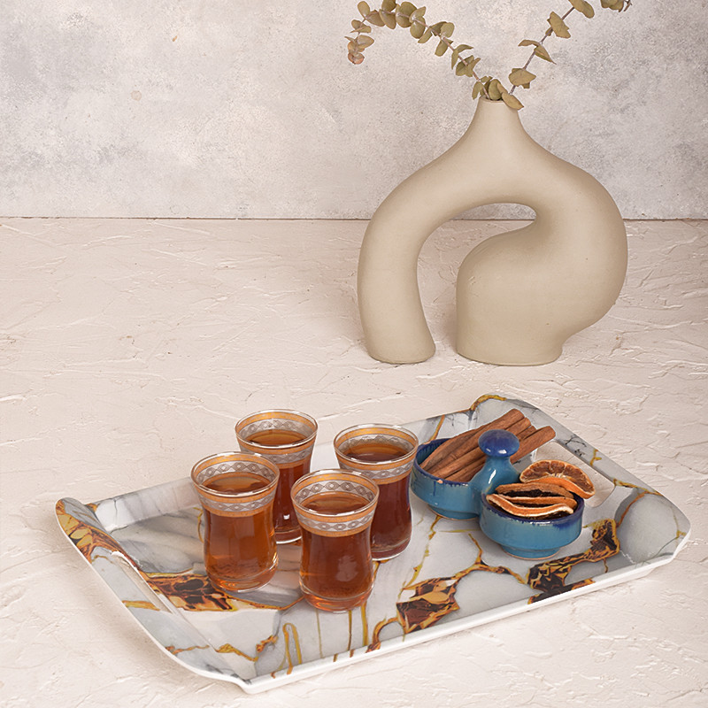سینی دسته دار مهروز مدل 1006 مرمر سایز 22*34 سانتی متر