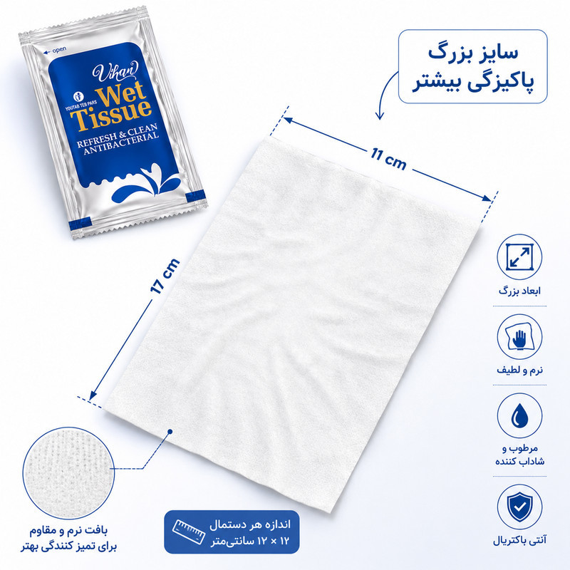 دستمال مرطوب ویهان مدل AntiBacterial-3-100 سه بسته 100 عددی