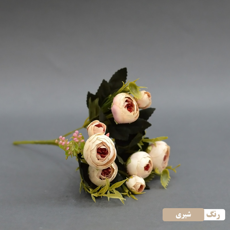 گل مصنوعی بوته نسترن، ابعاد 15x15x30 سانتی‌متر، وزن 30 گرم