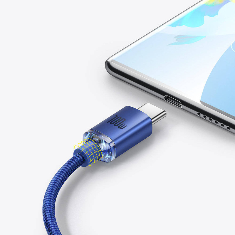 کابل تبدیل USB به USB-C باسئوس مدل Crystal Shine طول 2 متر