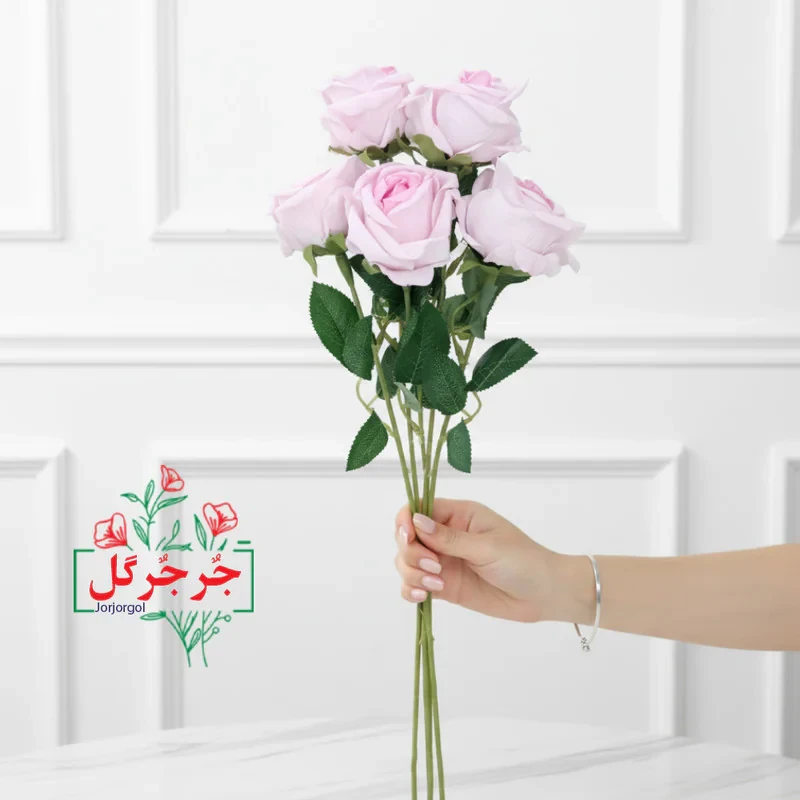 گل مصنوعی جُرجُرگل مدل شاخه رز مینیاتور بسته 3 عددی