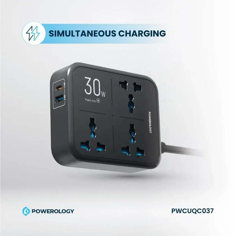 چندراهی برق محافظ دار پاورولوجی مدل  Power strip 3AC 3250W PWCUQC037