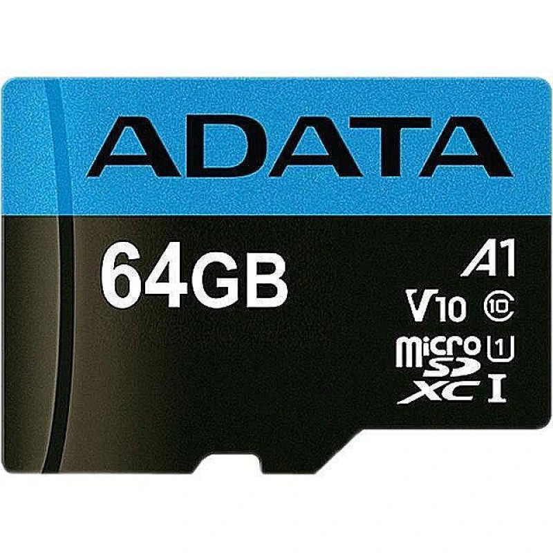 کارت حافظه microSDXC ای دیتا مدل Premier کلاس 10 استاندارد UHS-I V10 A1سرعت 100MBps ظرفیت 64 گیگابایت به همراه آداپتور