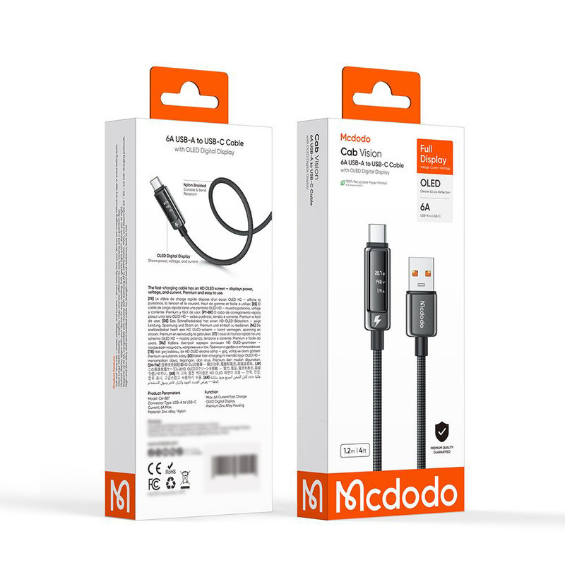 کابل تبدیل USB به USB-C مک دودو مدل CA-887 طول 1.2 متر