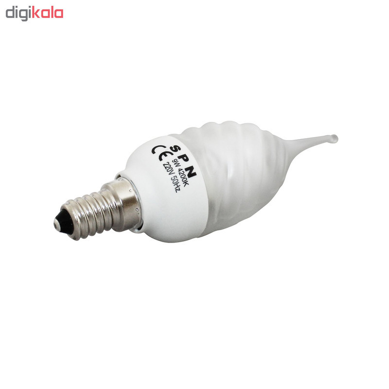 لامپ کم مصرف 9 وات اس پی ان مدل C37 پایه E14 بسته 4 عددی