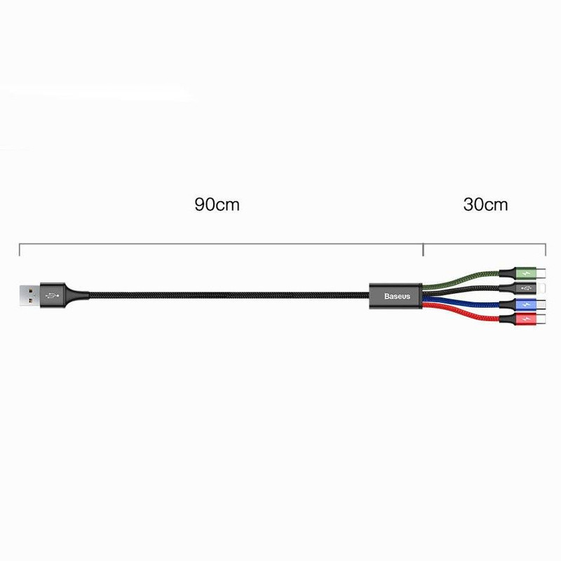 کابل تبدیل USB به لایتنینگ microUSB USB-C باسئوس مدل CA1T4-B01 طول 1.2 متر