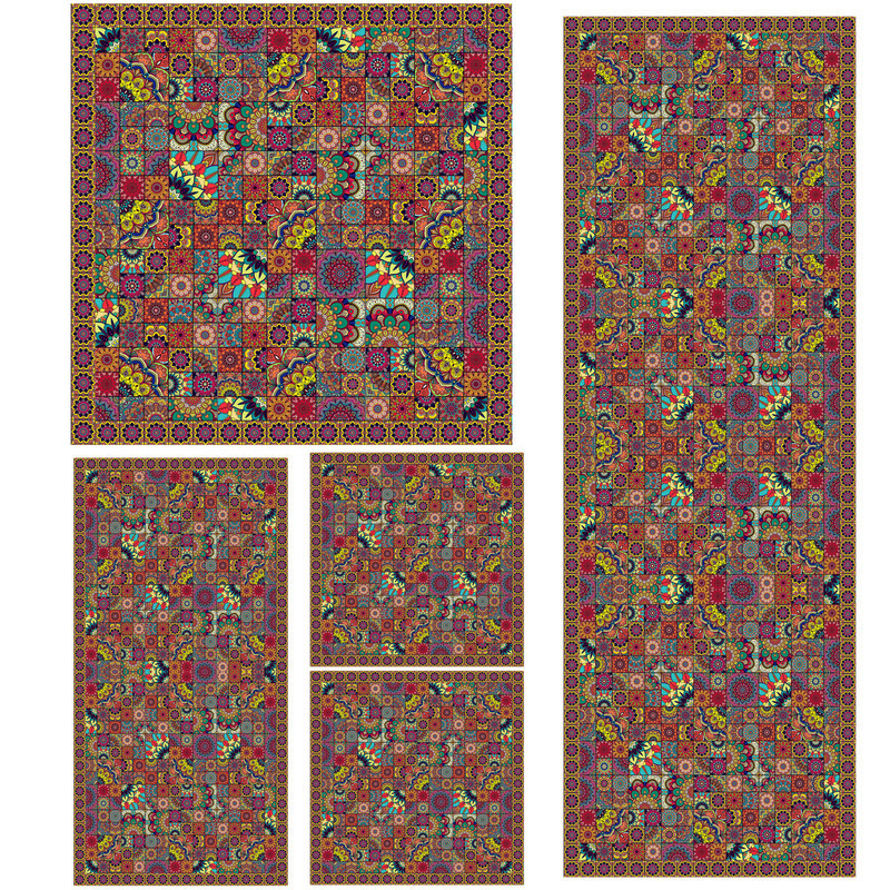 ست رومیزی 5 تکه طرح چهارخونه کد 996