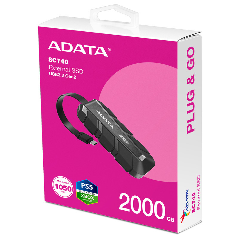 اس اس دی اکسترنال ای دیتا مدل SC740 ظرفیت 2000 گیگابایت رابط USB 3.2 Gen2