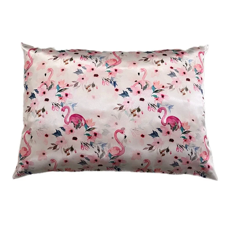 رو بالشی مدل ساتن ابریشم طرح فلامینگو