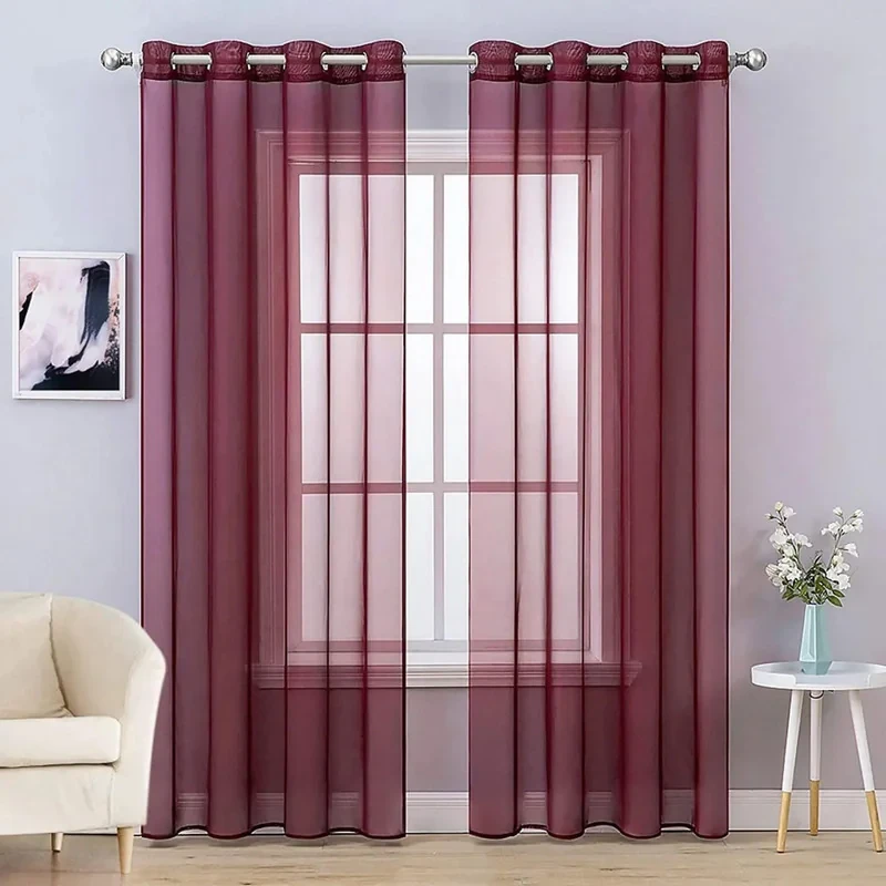 پرده پانچ مدل حریر شیشه ای مات سایز 275 × 140 سانتی‌متر مجموعه دو عددی