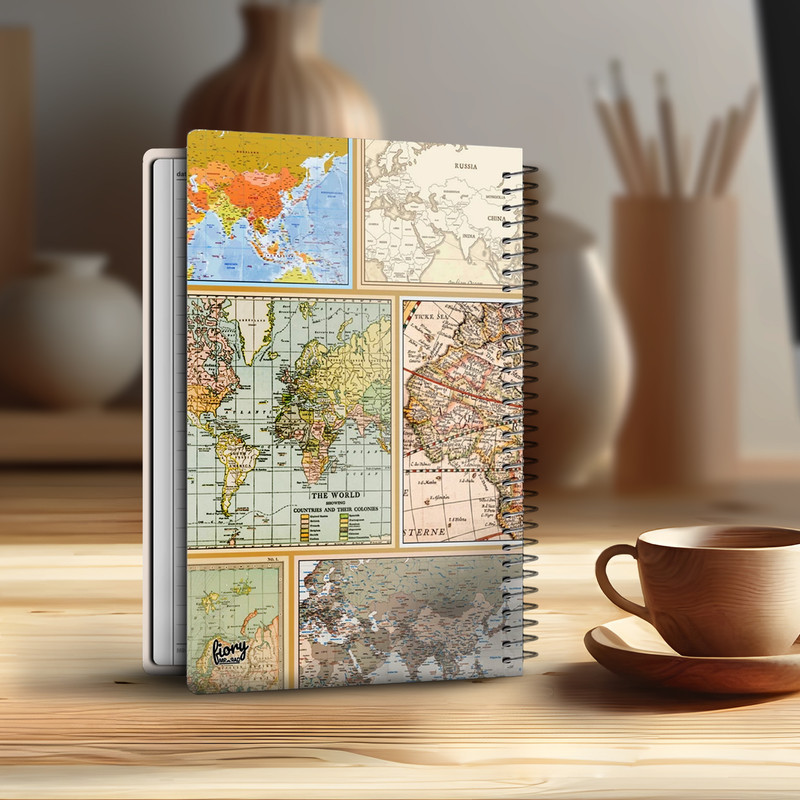 دفتر مشق 100 برگ مستر راد مدل نقشه جهان طرح world map کد fiory 2415