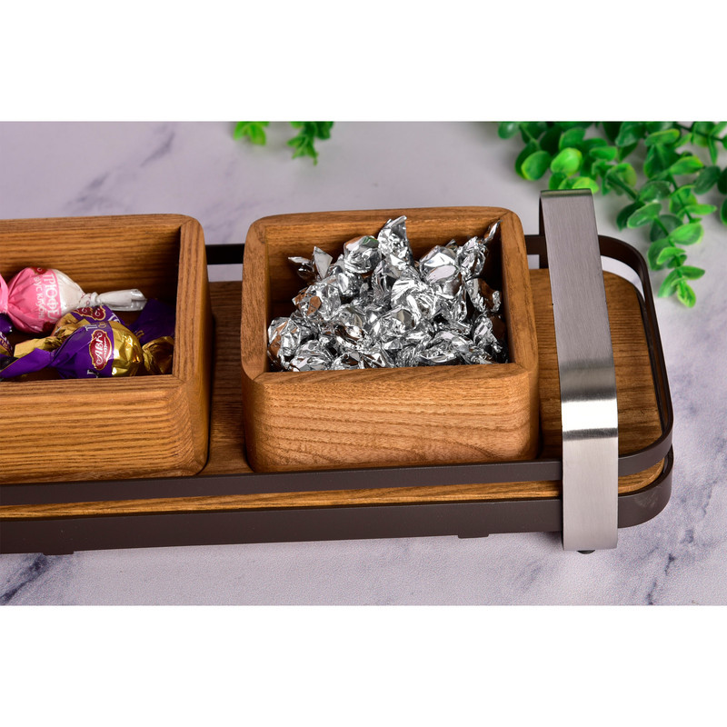 اردوخوری بی‌وی‌کی 3 خانه طرح مجستیک کد 452203، جنس چوب، مناسب سرو و پذیرایی، شستشو با دست