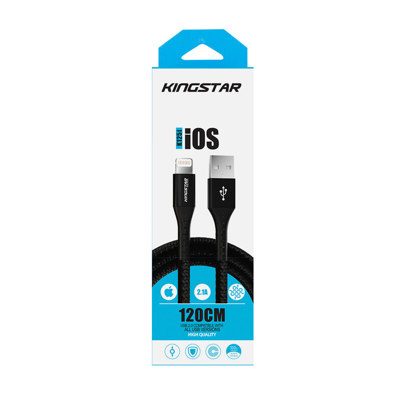 کابل تبدیل USB به لایتنینگ کینگ استار مدل K125i طول 1.2 متر