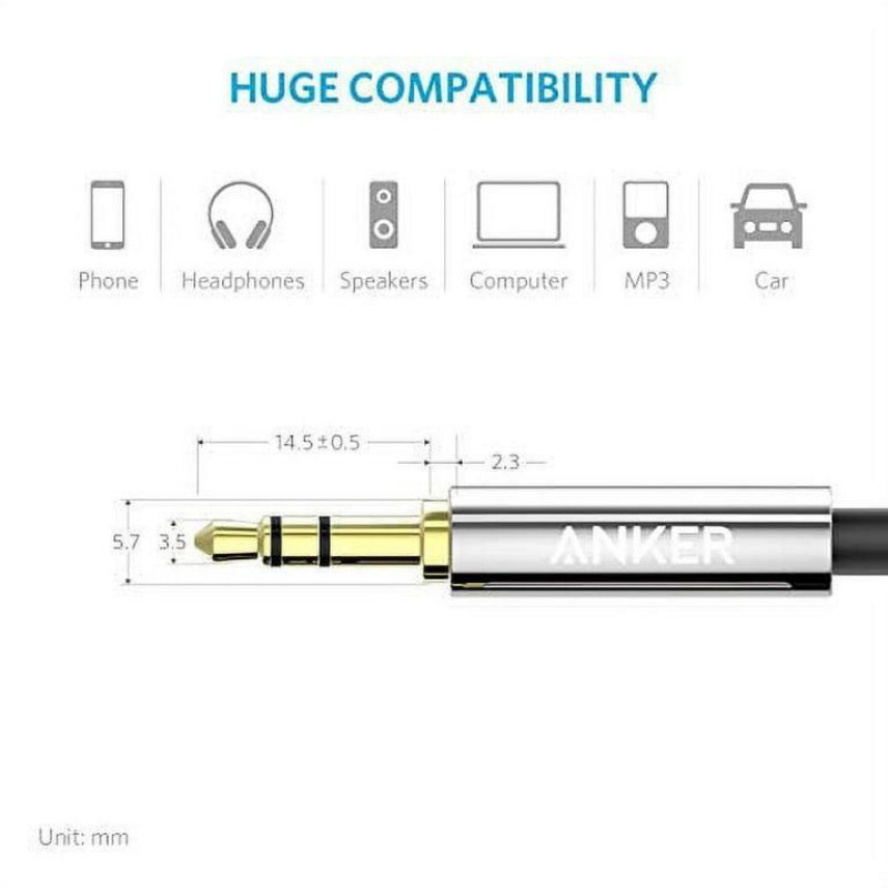 کابل AUX انکر مدل A7123H12 طول 1.2 متر