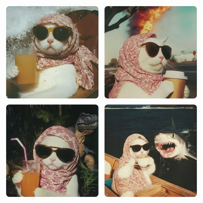پوستر مدل  Chill cat مجموعه ۴ عددی