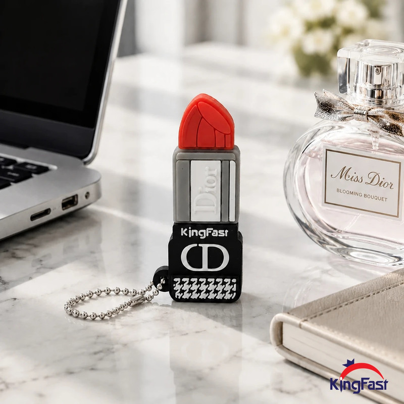 فلش مموری کینگ فست طرح رژ لب مدل Dior Lipstick MP-13 ظرفیت 32 گیگابایت با رابط USB 3.0