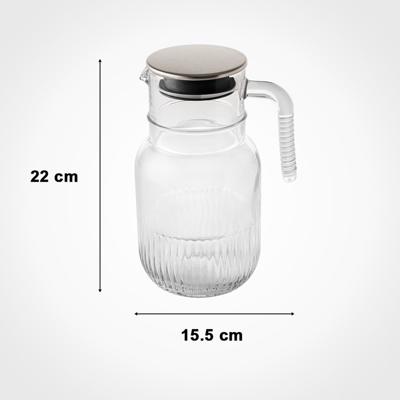 بطری لیمون مدل شیشه ای شیاردار درب استیل کد H2357