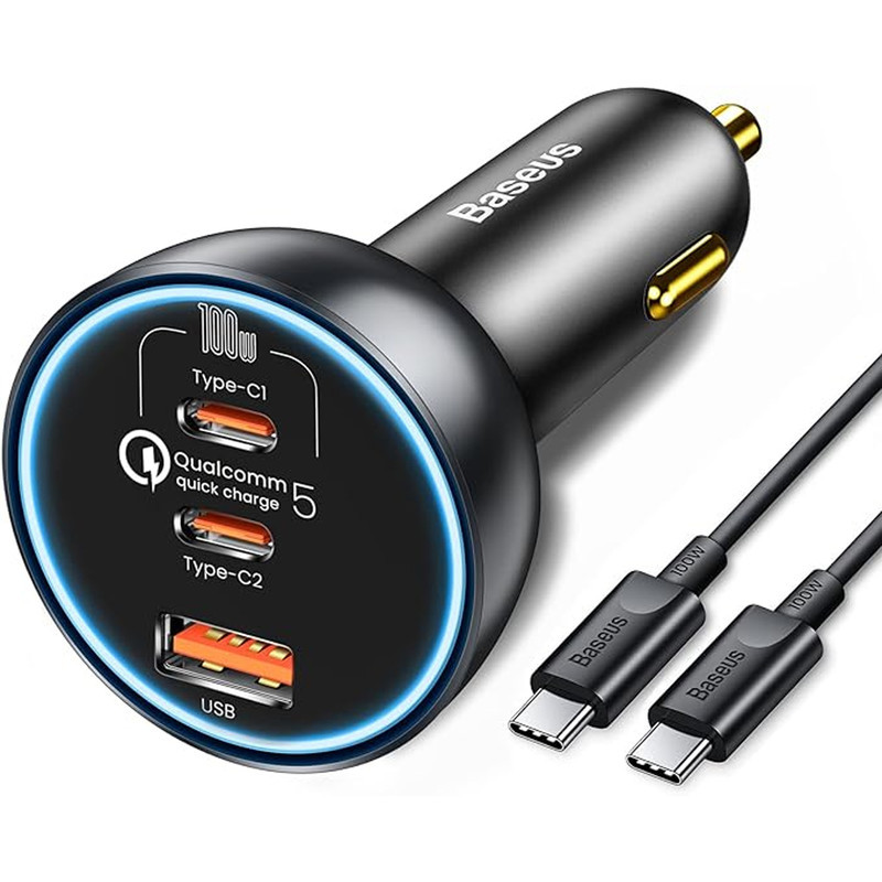 شارژر فندکی باسئوس مدل  CCZX-160CO 160W به همراه کابل تبدیل Usb-c