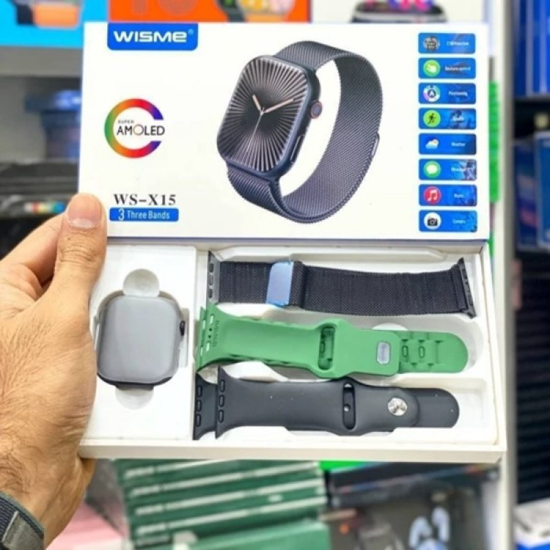 ساعت هوشمند 46 میلی متری مدل Wisme-X15 بند سیلیکونی