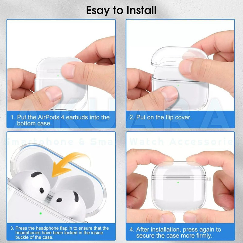 کاور آکوآرا مدل Clear مناسب برای کیس هدفون بی سیم اپل Airpods 4