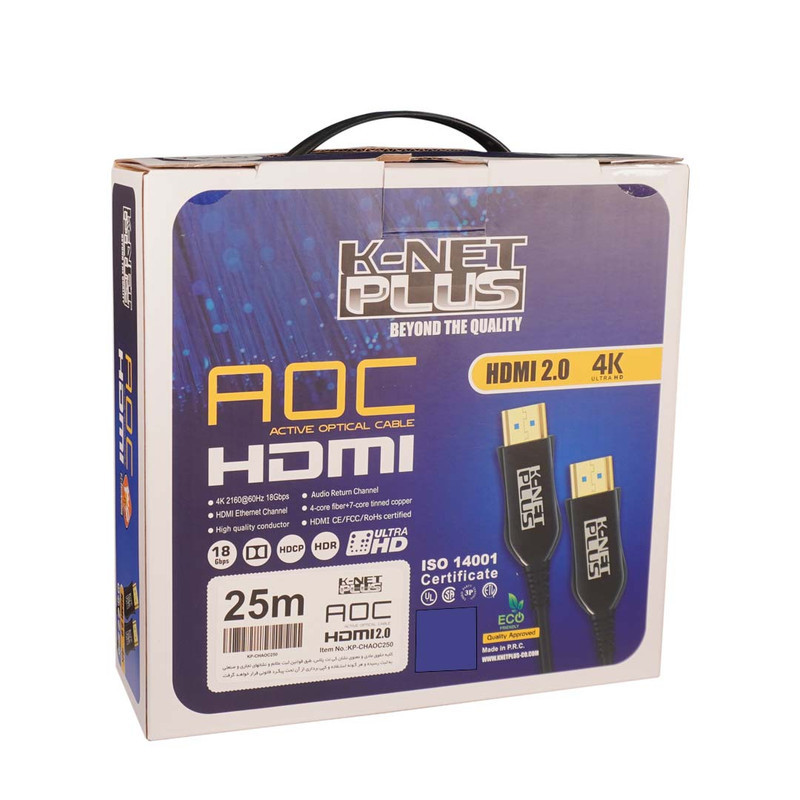 کابل HDMI 2.0 فیبر نوری کی نت پلاس مدل KP-CHAOC300 طول 30 متر