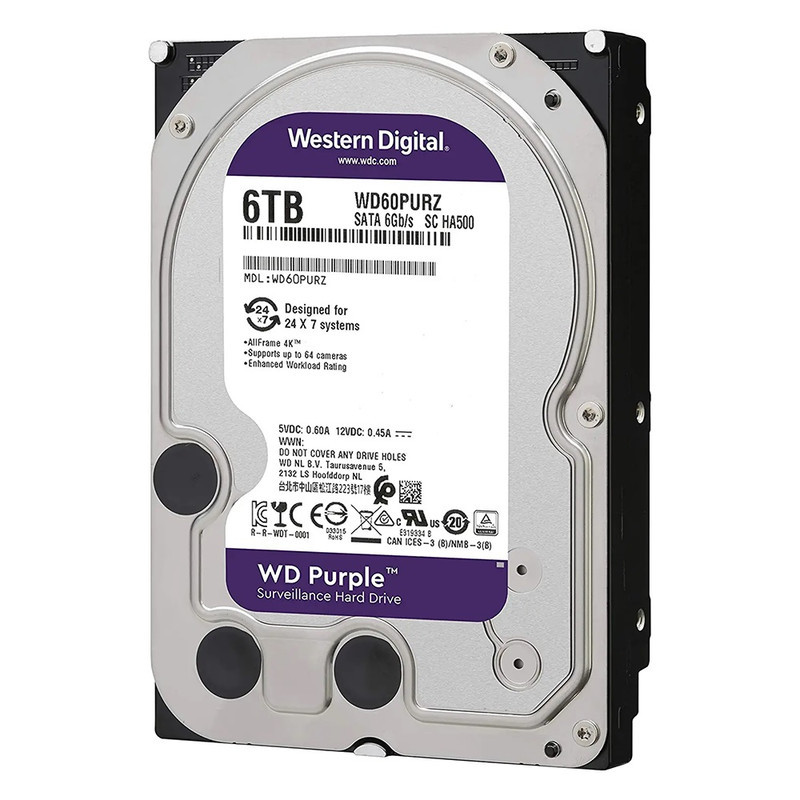 هارد دیسک اینترنال وسترن دیجیتال با رابط SATA 3.0 مدل WD 6TB Purple 256MB SATA 6Gbs ظرفیت 6 ترابایت